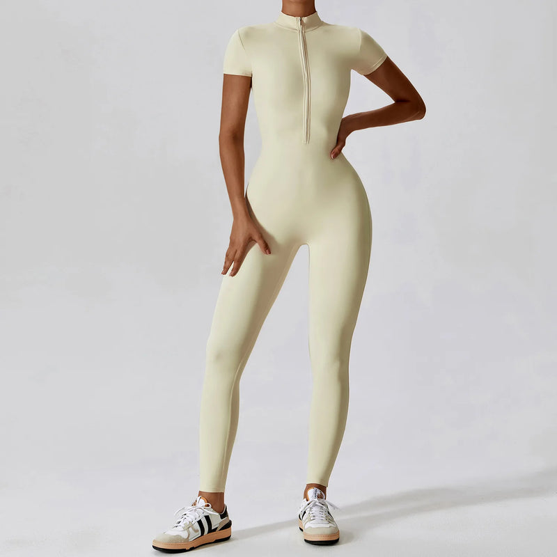 FlexFit Zip-Up Yoga Jumpsuit: Women's Activewear Bodysuit